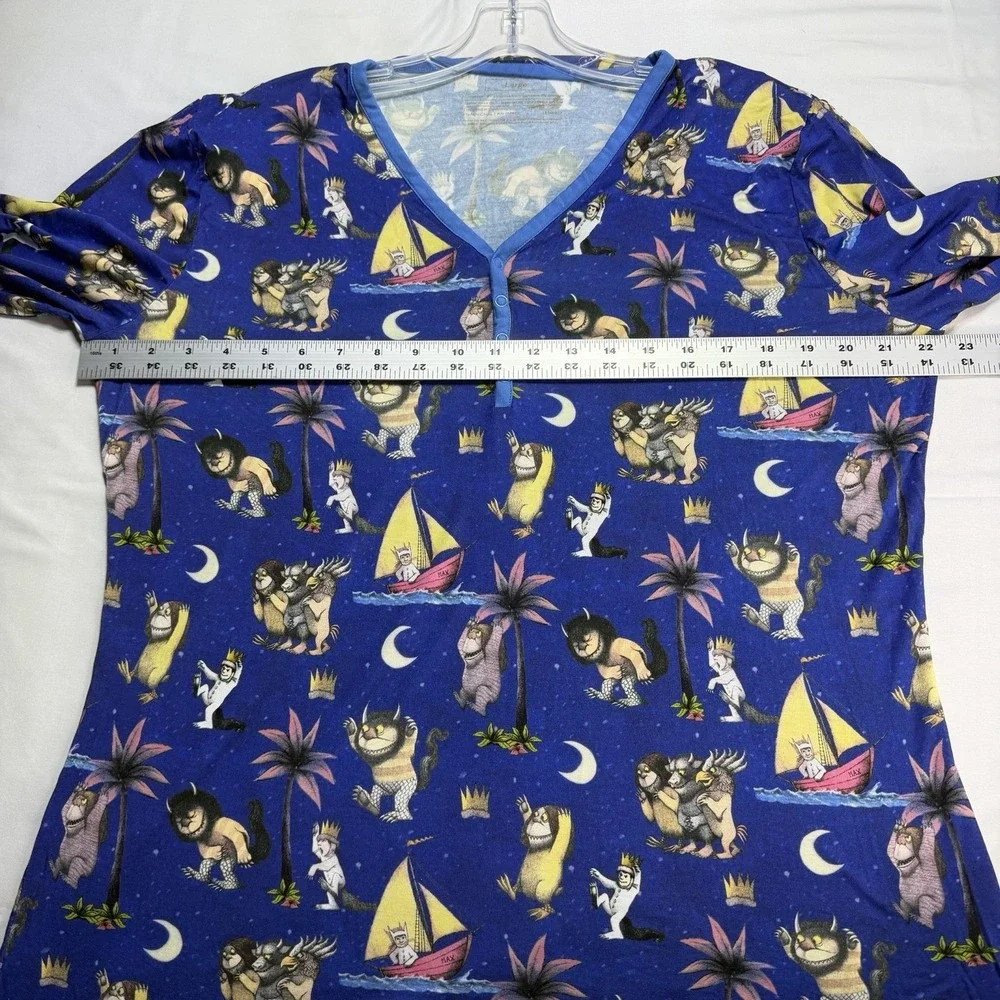 Little Sleepies Women L Where The Wild Things Are Bamboo Pajamas Set RARE Blue - Picture 9 of 10
